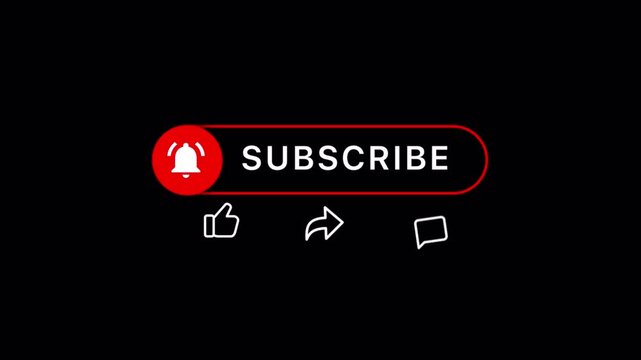 floating subscribe button with a bell icon, like, share and comment buttons on a transparent background