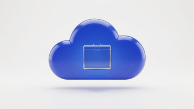 Modern stylized cloud icon featuring embedded smartphone device illustration for digital technology presentations