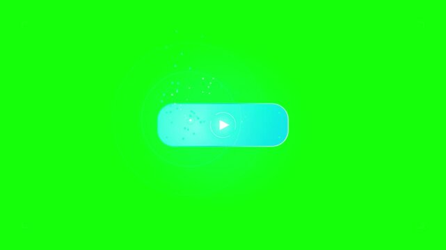 Digital Play Button Overlay with Glowing Particles on Green Screen