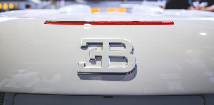 Gothenburg, Sweden - May 30 2026: Bugatti Veyron rear badge and brake light detail closeup.