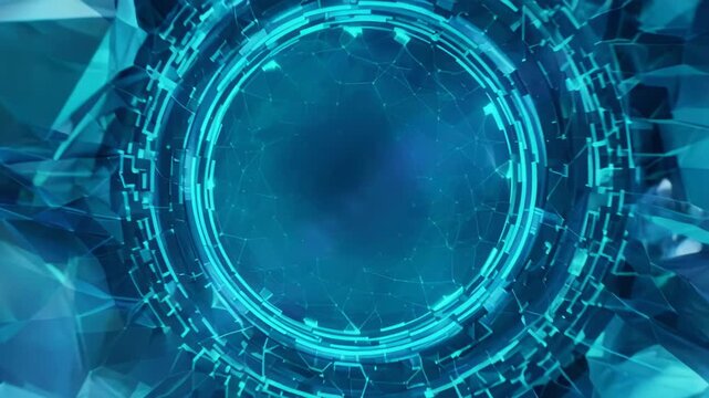 Crystalline structures orbiting a glowing nucleus with fragmented shards during cosmic emergence