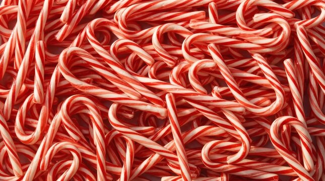 Vibrant Red and White Striped Candy Canes Background for Festive Holiday Themes