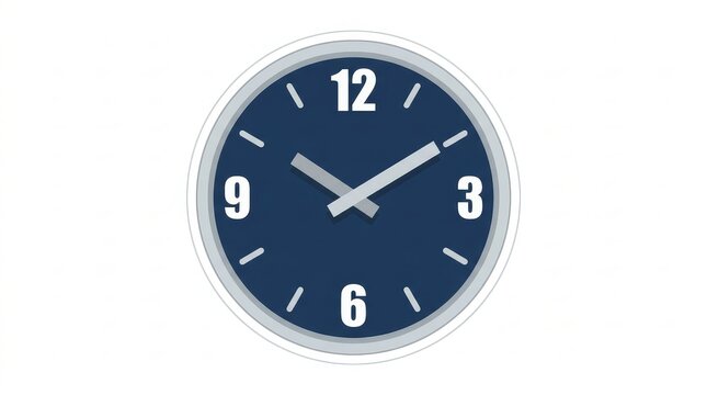 Business - Blue wall clock showing time on white background