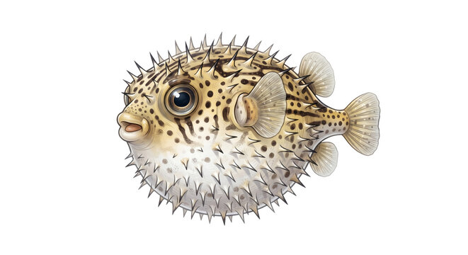 puffer fish isolated on transparent background, PNG
