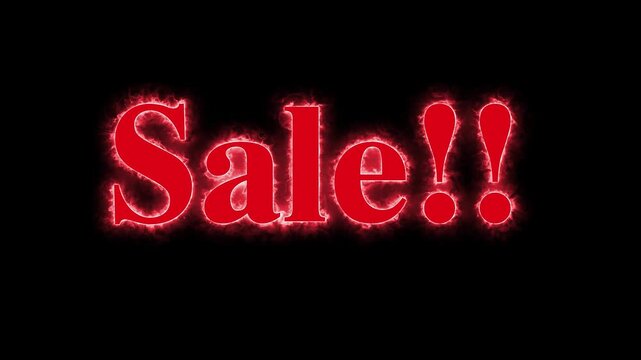 Sale text glowing with fiery red motion effects video animation