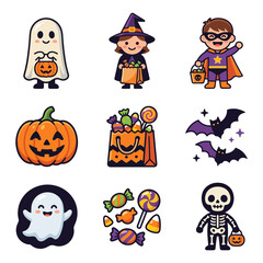 Fototapeta premium Halloween character icon and sticker collection