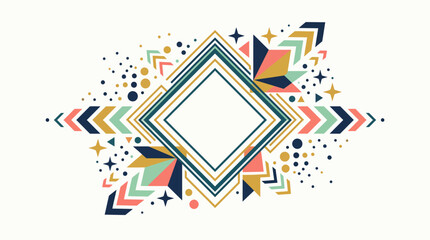 Obraz premium Abstract Geometric Diamond Frame with Tribal Arrows and Decorative Stars for Elegant Modern Design Projects
