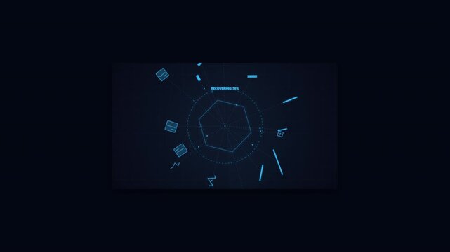 ,Medical data recovery animation showing fragmented healthcare data reconstructed until the information is fully restored