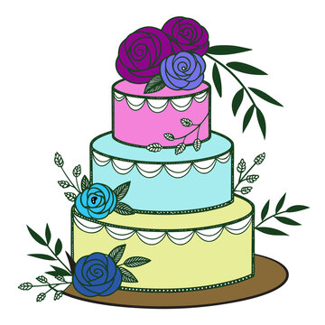 wedding cake with roses