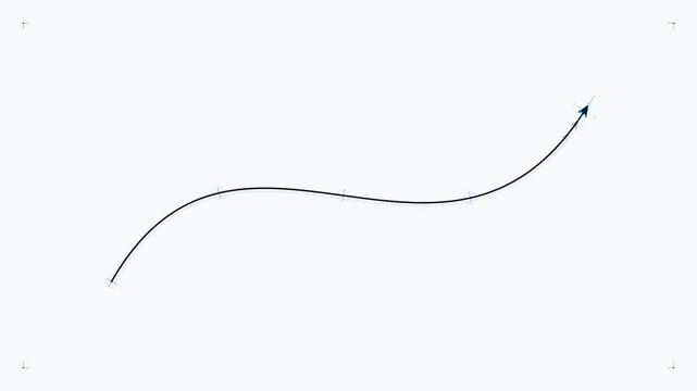 Animated vector path drawing with bezier curves on a white background
