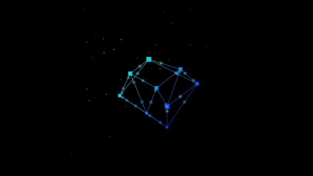 Futuristic Blockchain Network with Connected Digital Blocks and Glowing Data Flow
