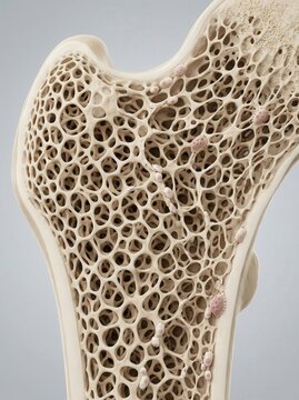 Close-up of porous bone tissue, showing trabeculae structure within the bone