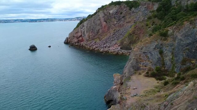 Drone Flight Over Daddyhole Plain and Torquay Coastline