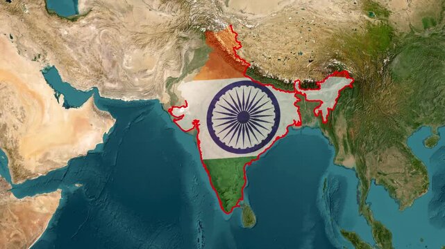 India map flag animation design for global news motion video clip