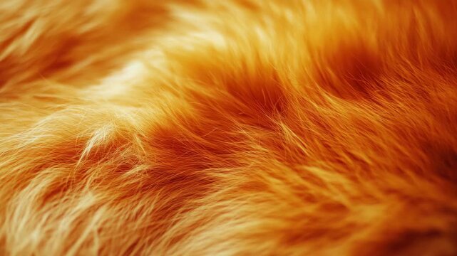 Close-up of Golden and Orange Fluffy Fur Texture