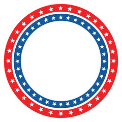 Obraz premium Patriotic American Red White and Blue Star Circle Frame Vector