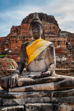 Buddha Sculpture At Wat Mahathat In Ayutthaya, Thailand