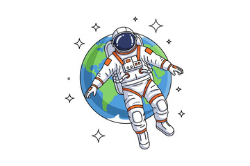 Astronaut Floating in Space Vector Illustration © langit