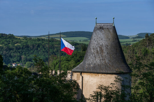  National Flag of Czech Republic at Karlstejn Castle