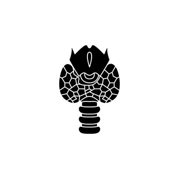 This is a minimalist vector illustration of a Tyroid icon, featuring a simple, clean, and solid glyph style. The icon can be used as a symbol, sign, or logo.