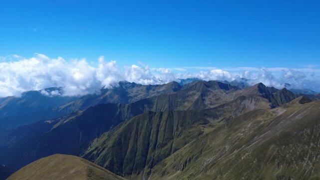 Majestic high-altitude landscape of the Fagaras Mountains, Romania.