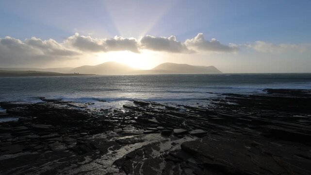  View of the Hoy hills and Hoy low lighthouse from Stromness in Orkney 4K.