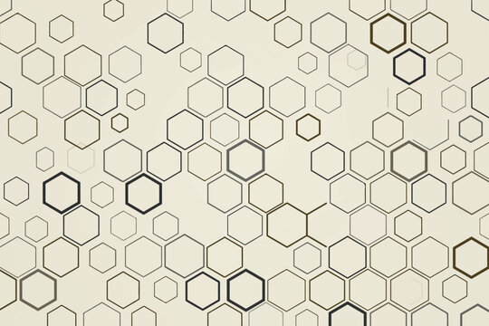 Abstract Minimalist Beige Hexagon Grid Honeycomb Pattern Vector Background.