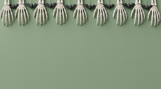Series of robotic hands reaching out in a straight line