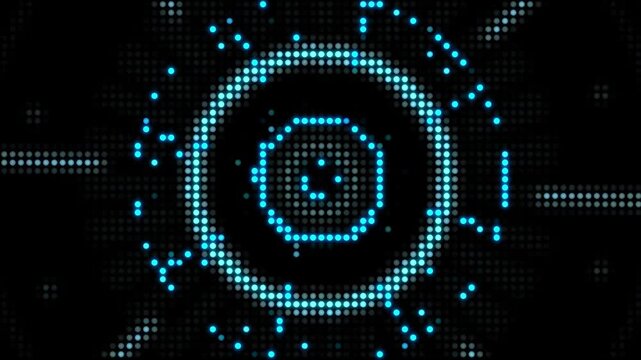 High technology hud animated circle in stylized mosaic dots pixels look effect. Modern background