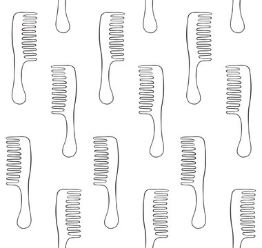 Vector seamless pattern of hand drawn sketch doodle hair brush isolated on white background