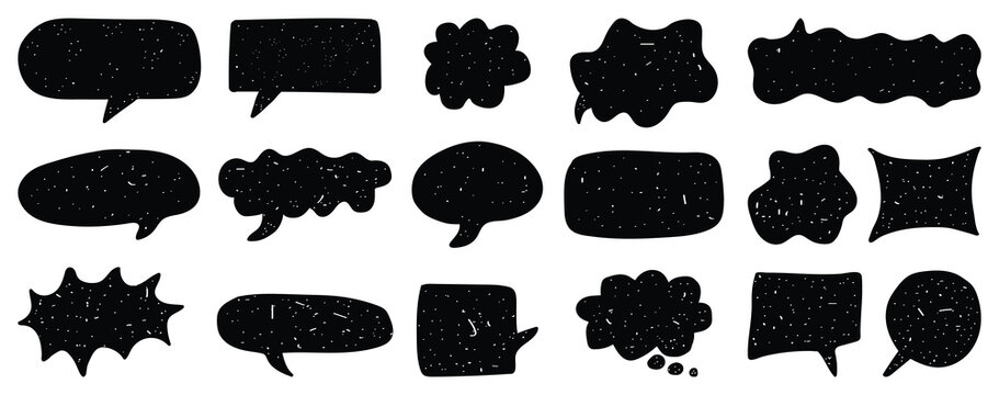Handdrawn speech bubbles with textured effect