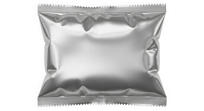 Empty silver mylar foil food storage bag with zip seal for packaging and preservation