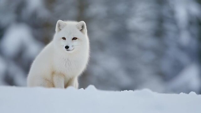 雪原のホッキョクギツネ シームレスループ動画背景 16:9 4K