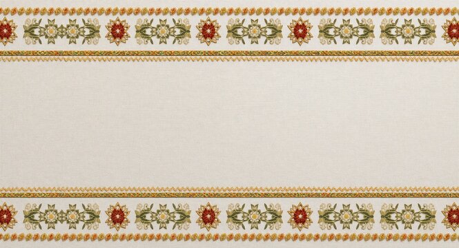 Sukkot border with traditional embroidery patterns and ample space for text, Embroidered patterned Sukkot frame with ample space for text with copy space on the left side