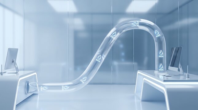 KnowledgeTransfer-BlueWhite-GlassLight-BusinessAdvertising-CleanStudioBackground