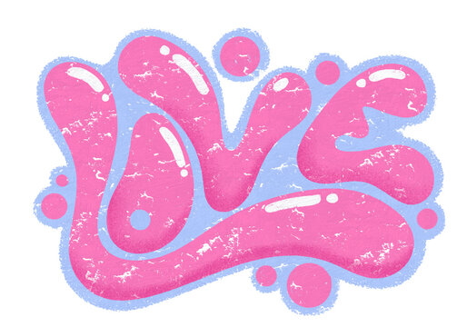  word bubble text graffiti with watercolor brush effect handmade