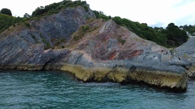 Wide Drone View of Torquay Sea and Coastal Cliffs