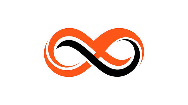 Infinity symbol icon in orange and black colors