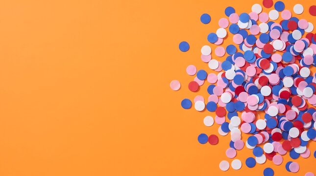 Colorful confetti scattered on a bright orange background perfect for a fun halloween celebration