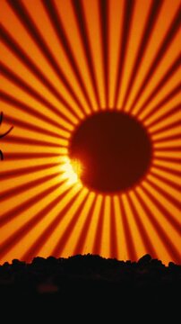 Japanese Horror Halloween Background with Spider Crawling to the Ground