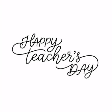 Happy teachers day handwritten typography lettering design vector illustration