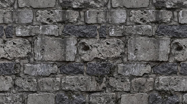 Dark Weathered Limestone Wall Texture with Rough Stone Masonry