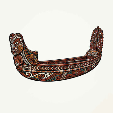 Traditional Maori Waka Canoe Prow with Detailed Polynesian Carving