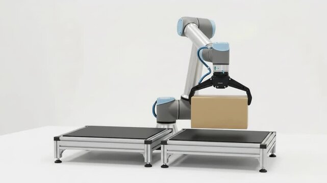 Reverse Logistics Warehouse Robotic Arm Moving Parcel