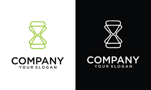 Modern Hourglass Sandglass Logo Design Template for Time Management and Business Consulting Vector