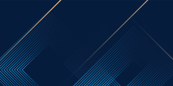 Elegant dark blue abstract background with diagonal gold accent lines. Modern luxury corporate design with clean gradient and copy space for premium branding