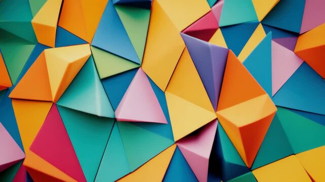 Abstract 3D Composition of Colorful Geometric Polygons