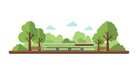 Fototapeta premium Flat Vector Park Landscape with Digital Progress Loading Bar