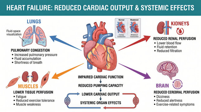Understanding heart failure effects on lungs, kidneys, muscles, and brain