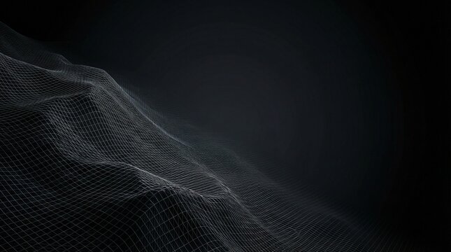 Spatial Data: Matte Dark Metal Topographic Wireframe Landscape Background